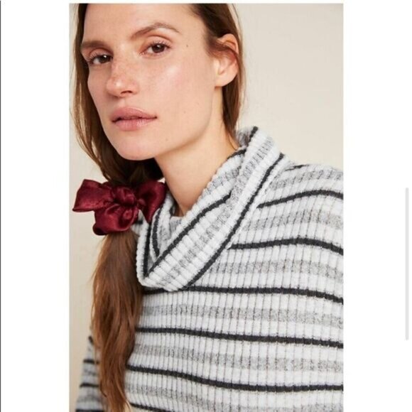 Anthropologie Saturday Sunday Pippa Hacci Turtleneck Grey Striped Small - Picture 2 of 7